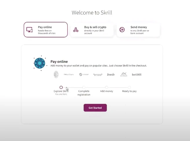 Skrill account opening and verification - tradeszee steps guide - first payment to the Skrill