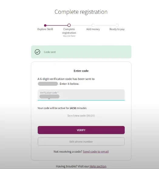 Skrill account opening and verification - tradeszee steps guide - add registration details