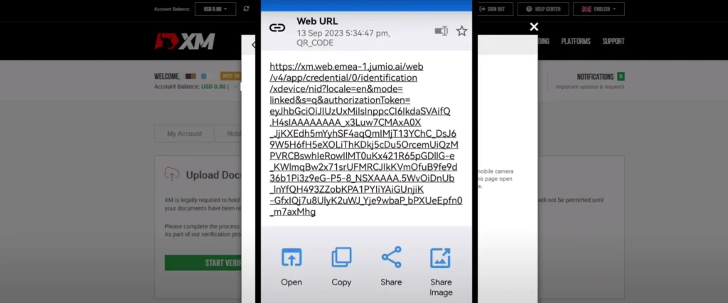 tradeszee-guide- xm broker account verification start-QR scanned link