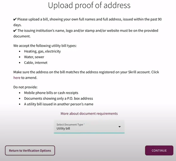 Skrill account verification - tradeszee steps guide - check document is valid or not 