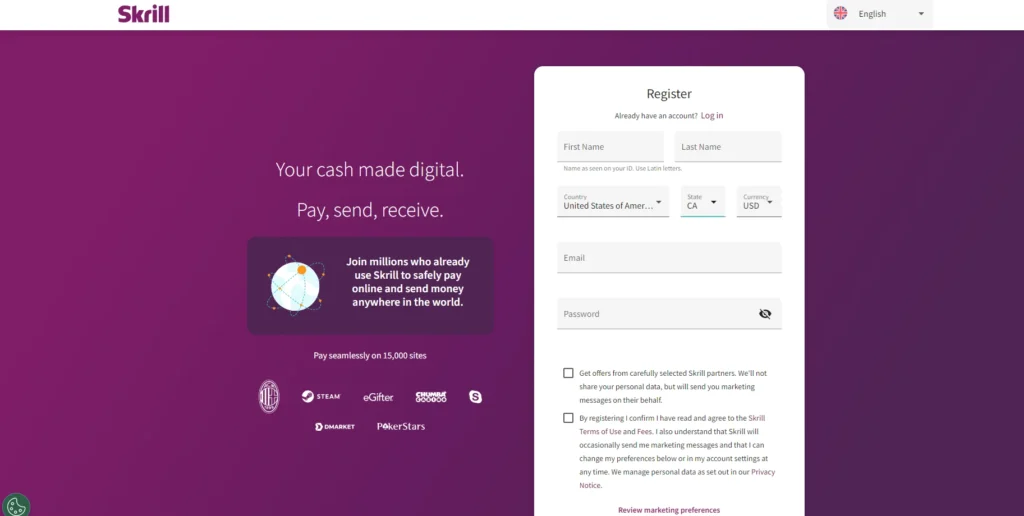 Skrill account opening and verification - tradeszee steps guide - fill registration form