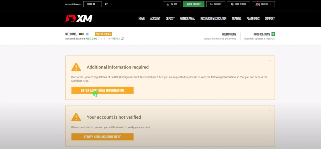 tradeszee-guide- xm broker account verification start-get additional information