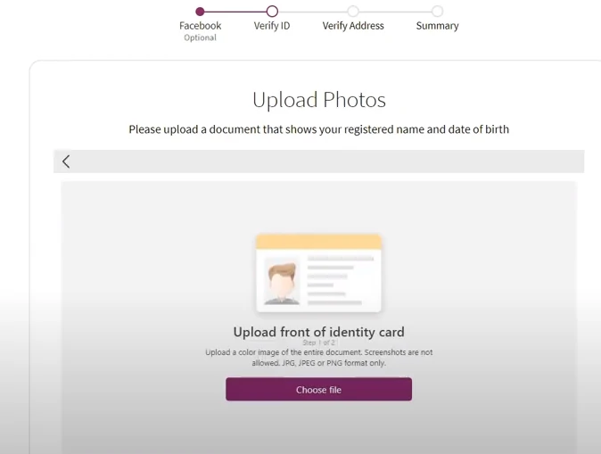 Skrill account verification - tradeszee steps guide -upload front side of the ID