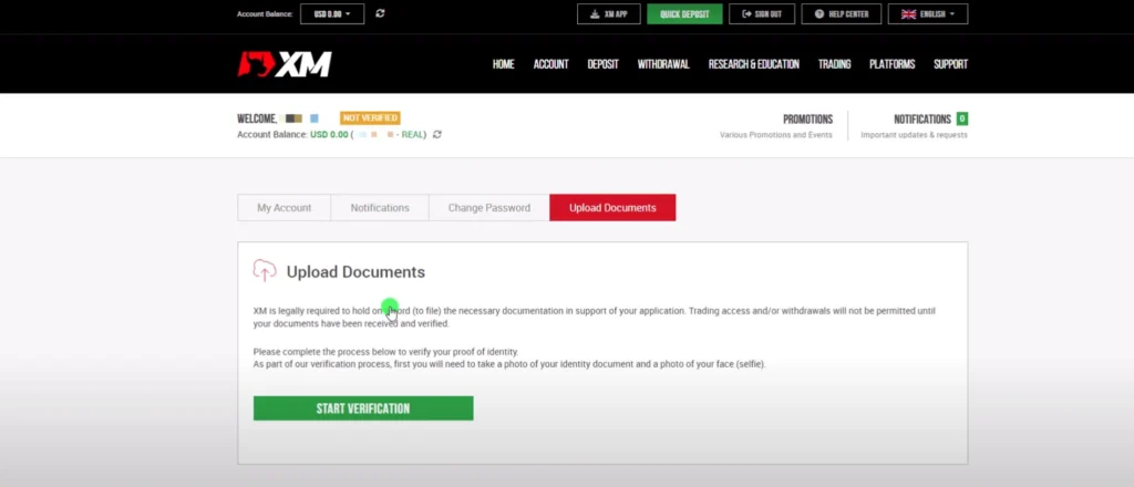 tradeszee-guide- xm broker account verification start-upload documents